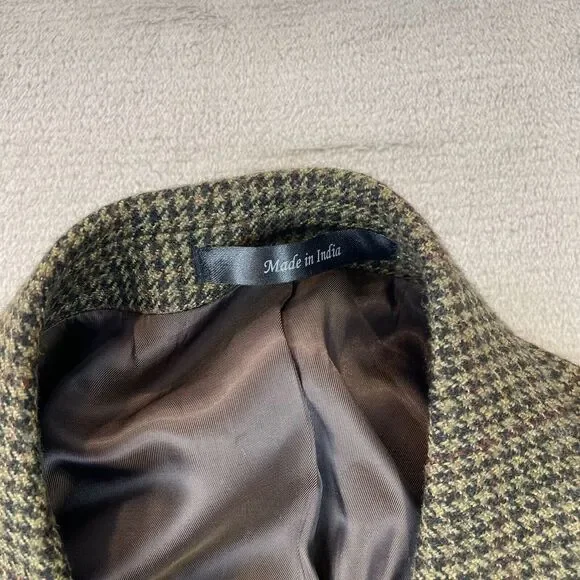 Lauren Ralph Lauren Sport Coat Blazer Men 42L Wool Brown Houndstooth‎ 2 Button